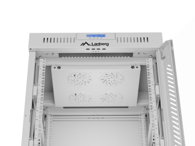 Комуникационен шкаф Lanberg 19" 15U 600 x 600 mm, Закалена стъклена врата, Сив - FF01-6615-12SL gallery image 11