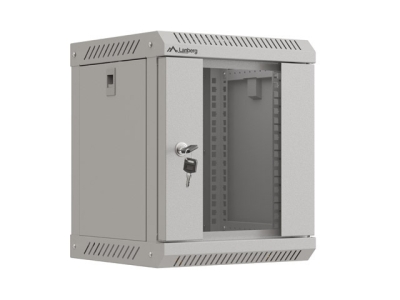 Комуникационен шкаф Lanberg 10" 6U 300 x 300 mm, Закалена стъклена врата, Сив - WF11-3306-10S gallery image 1