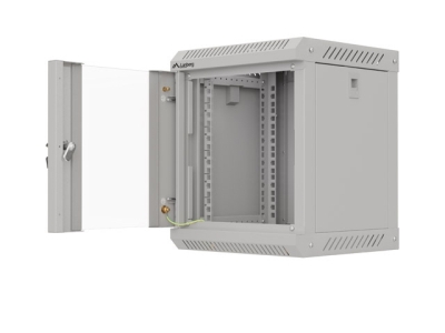 Комуникационен шкаф Lanberg 10" 6U 300 x 300 mm, Закалена стъклена врата, Сив - WF11-3306-10S gallery image 5