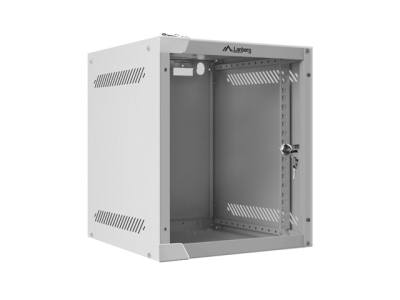 Комуникационен шкаф Lanberg 10" 6U 280 x 310 mm, Закалена стъклена врата, Сив - WF10-2306-10S gallery image 1