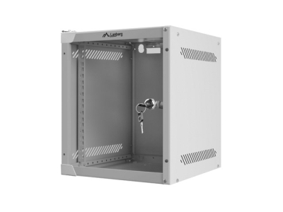 Комуникационен шкаф Lanberg 10" 6U 280 x 310 mm, Закалена стъклена врата, Сив - WF10-2306-10S gallery image 3