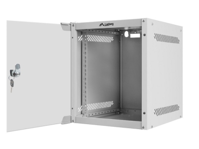 Комуникационен шкаф Lanberg 10" 6U 280 x 310 mm, Закалена стъклена врата, Сив - WF10-2306-10S gallery image 4