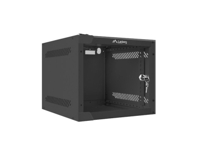 Комуникационен шкаф Lanberg 10" 4U 280 x 310 mm, Закалена стъклена врата, Черен - WF10-2304-10B gallery image 1