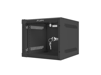 Комуникационен шкаф Lanberg 10" 4U 280 x 310 mm, Закалена стъклена врата, Черен - WF10-2304-10B gallery image 3