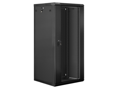 Комуникационен шкаф Lanberg 19" 27U 600 x 600 mm, Закалена стъклена врата, Черен - WF01-6627-10B gallery image 1