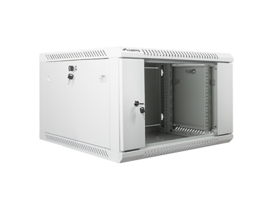 Комуникационен шкаф Lanberg 19" 6U 600 x 600 mm, Закалена стъклена врата, Сив - WF01-6606-10S gallery image 1