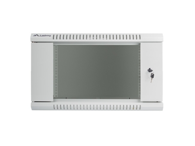 Комуникационен шкаф Lanberg 19" 6U 600 x 600 mm, Закалена стъклена врата, Сив - WF01-6606-10S gallery image 2