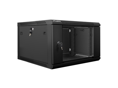 Комуникационен шкаф Lanberg 19" 6U 600 x 600 mm, Закалена стъклена врата, Черен - WF01-6606-10B gallery image 1