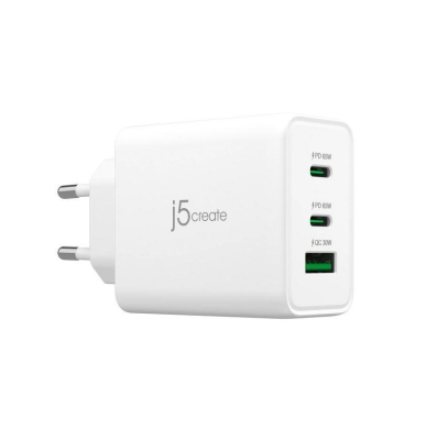 Зарядно устройство j5create 65 W, Бяло - JUP3365E gallery image 1