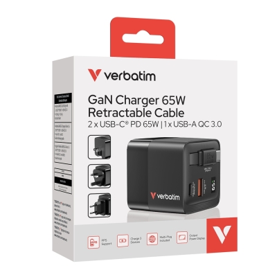 Зарядно устройство Verbatim Mini 65 W 2, Черно - 32217 gallery image 10