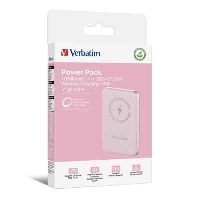 Външна батерия Verbatim MCP-10PK, 20W, 10000 mAh, Розова - 32248 gallery image 4