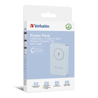 Външна батерия Verbatim MCP-10BE, 20W, 10000 mAh, Синя - 32247 gallery image 4