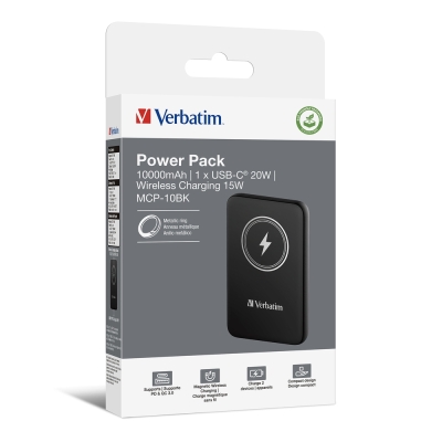 Външна батерия Verbatim MCP-10BK, 20W, 10000 mAh, Черна - 32245 gallery image 4