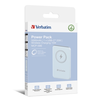 Външна батерия Verbatim MCP-5BE, 20 W, 5000 mAh, Синя - 32242 gallery image 4