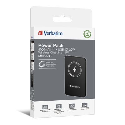 Външна батерия Verbatim MCP-5BK, 20 W, 5000 mAh, Черна - 32240 gallery image 4