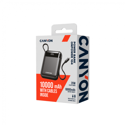 PowerBank Canyon OnPower 104, 22.5 W, 10000 mAh, Черен - CNS-CPB104B gallery image 5