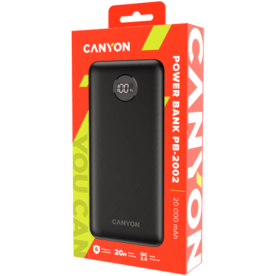 PowerBank Canyon PB-2002, 20000 mAh, Черен - CNE-CPB2002B gallery image 4