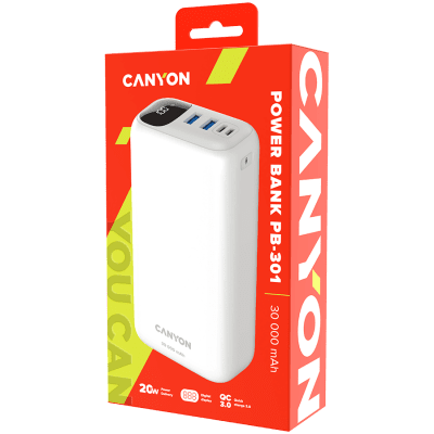 PowerBank Canyon PB-301, 30000 mAh, Бял - CNE-CPB301W gallery image 4