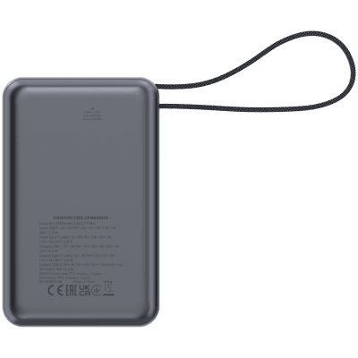 PowerBank Canyon OnPower 600, 65 W, 20000 mAh, Тъмносив - CNS-CPB600DG gallery image 5