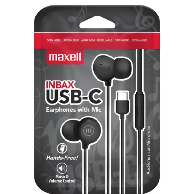 Слушалки Maxell IN-BAX, Черни - ML-AH-INBAX-USBC-BK gallery image 2