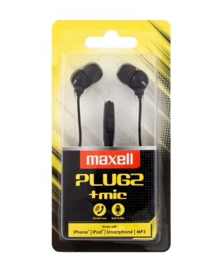 Слушалки  с микрофон Maxell PLUGZ, Черни - ML-AH-PLUGZ-BLACK gallery image 3