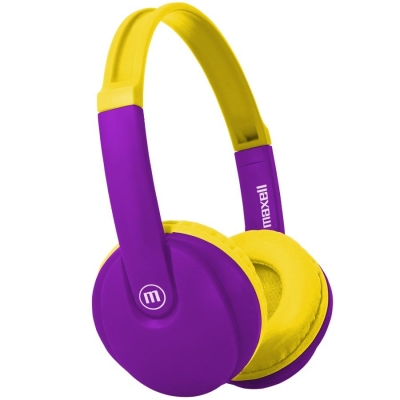 Детски слушалки Maxell KIDZ HP-BT350, Виолетови/Жълти - 8122