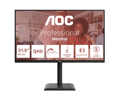 Монитор AOC Q32E4U, 31.5", QHD (2560x1440) IPS, 100Hz, 4ms, Черен - Q32E4U gallery image 1