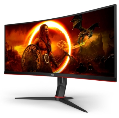 Монитор AOC CU34G2XP/BK, 34", UWQHD (3440 x 1440), VA, 180 Hz, 1 ms, Черен/Червен - CU34G2XP/BK gallery image 2