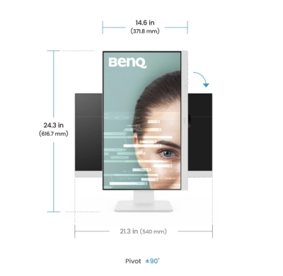 Монитор BenQ GW2486TC, 24", Full HD (1920x1080) IPS, 100Hz, 5ms, Бял - 9H.LMLLB.QBE gallery image 8