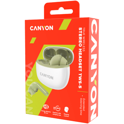 Безжични слушалки Canyon TWS-5, Зелени - CNS-TWS5GR gallery image 5