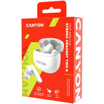 Безжични слушалки Canyon TWS-8  ENC, Бели - CNS-TWS8W gallery image 5