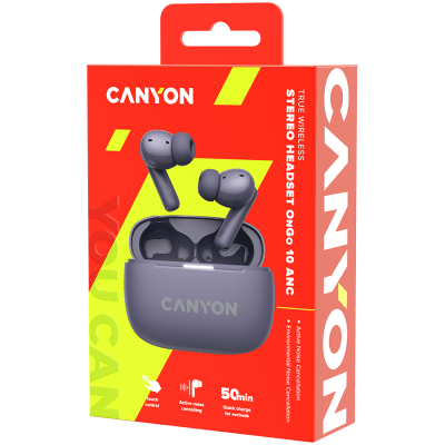 Безжични слушалки Canyon OnGo TWS-10 ANC, Лилави - CNS-TWS10PL gallery image 9