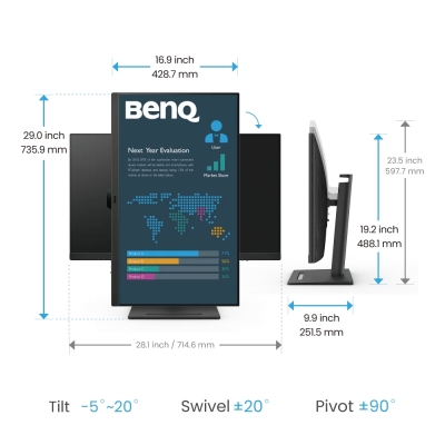 Монитор BenQ BL3290QT, 32", QHD (2560x1440) IPS, 75Hz, 5ms, Черен - 9H.LLMLA.TPE gallery image 7