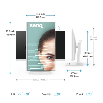 Монитор BenQ GW3290QT, 32", QHD (2560x1440) IPS, 75Hz, 5ms, Бяла - 9H.LLHLA.TBE gallery image 8