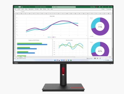 Монитор Lenovo ThinkVision T32h-30, 31.5", QHD (2560x1440) IPS, 60Hz, 4ms, Черен - 63D3GAT1EU gallery image 2