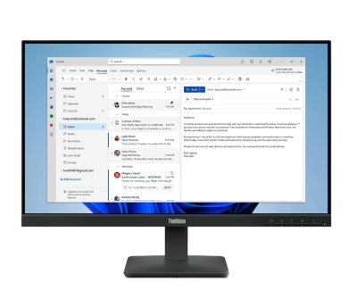 Монитор Lenovo ThinkVision S24-4e, 23.8", Full HD (1920x1080) IPS, 100Hz, 4ms, Черен - 64B5KAT1EU