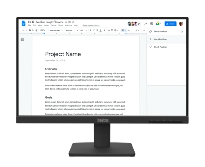 Монитор Lenovo ThinkVision S22-4e, 21.5", Full HD (1920x1080) IPS, 100Hz, 4ms, Черен - 64CBKAT6EU