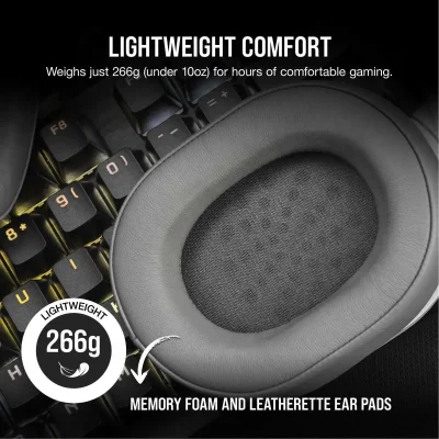 Безжични геймърски слушалки Corsair HS55, Бели - CA-9011281-EU gallery image 5