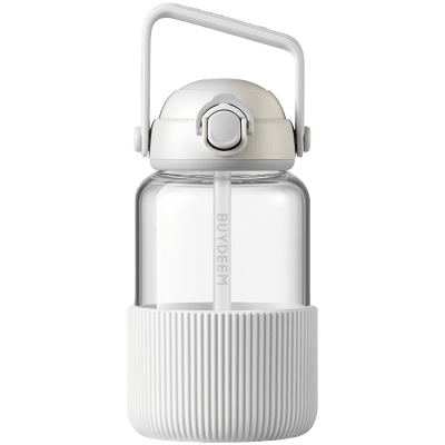 Стъклена бутилка със сламка Buydeem DG710, 1 l, Сива - DG710-OW gallery image 1