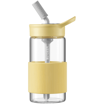 Стъклена бутилка със сламка Buydeem CD1017, 500 ml, Жълта - CD1017-MY gallery image 1