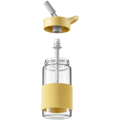 Стъклена бутилка със сламка Buydeem CD1017, 500 ml, Жълта - CD1017-MY gallery image 2