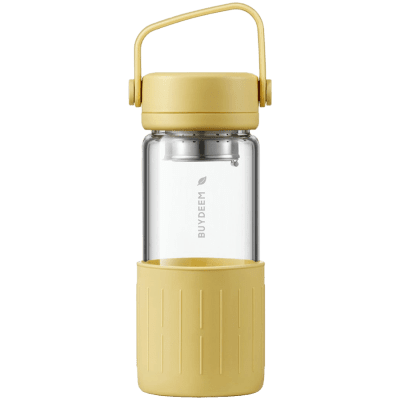 Стъклена бутилка за чай Buydeem DG42, 300 ml, Жълта - DG42-MY