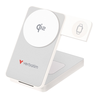 Външна батерия Verbatim Foldable 3 в 1 Qi2 Magnetic, 10000 mAh, Бяла - 32296 gallery image 1