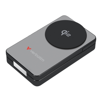 Външна батерия Verbatim Foldable 3 в 1 Qi2 Magnetic, 10000 mAh, Сива - 32295 gallery image 2