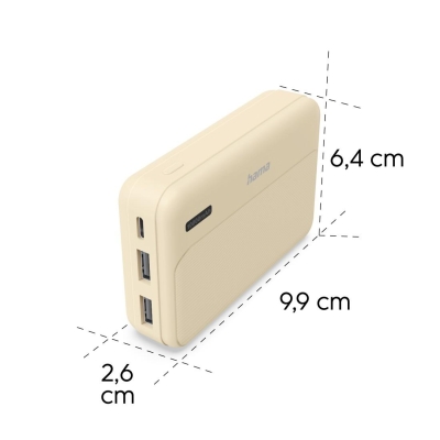 Външна батерия Hama Pocket 10, 10 000 mAh, Бежова - Hama-201773 gallery image 9
