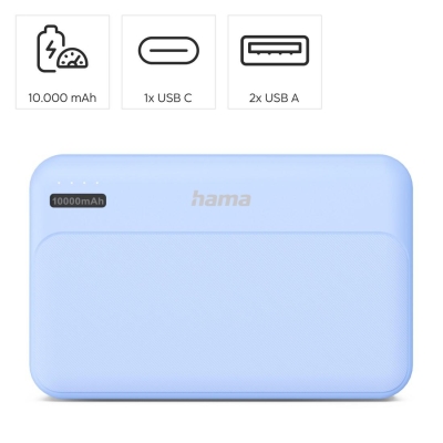 Външна батерия Hama Pocket 10, 10 000 mAh, Синя - Hama-201772 gallery image 6