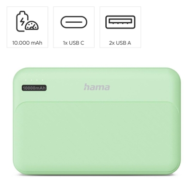 Външна батерия Hama Pocket 10, 10 000 mAh, Зелена - Hama-201771 gallery image 6