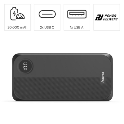 Външна батерия Hama, 20000 mAh, Черна - Hama-201755 gallery image 7
