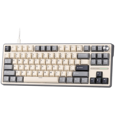 Безжична геймърска клавиатура Royal Kludge R87Pro, Бежова/Сива - RK-R87PRO-HALFGY-CRMSW-US gallery image 2
