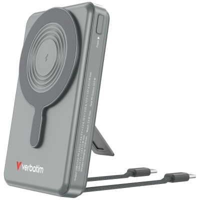 Външна батерия Verbatim Magnetic Wireless, 10000 mAh, Сива - 32272 gallery image 1